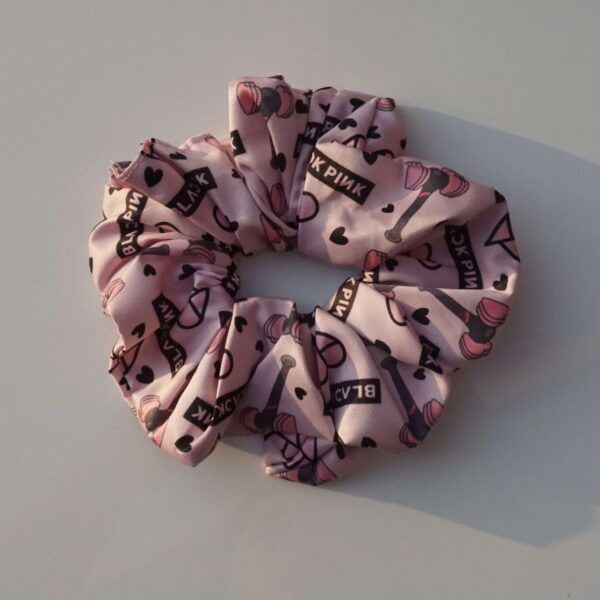 pink coloured blackpink themed hair scrunchie