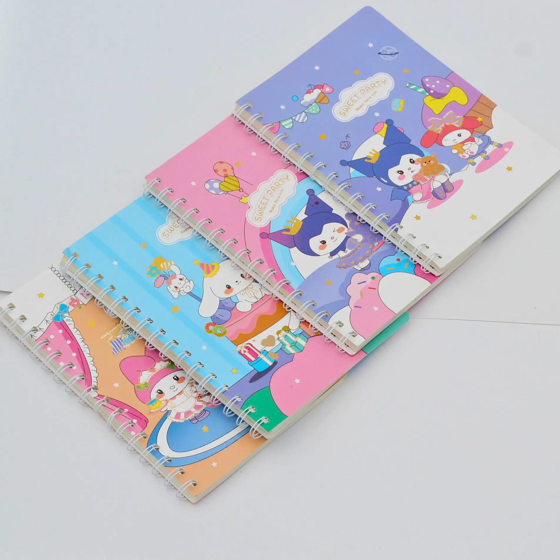 sanrio spiral notebooks in four designs