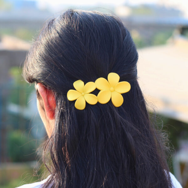 Yellow-Floral-Hair-Clips-in-hair