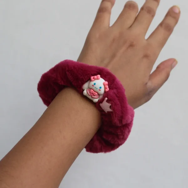 Cinnamoroll-Furry-Scrunchies-Dark-Pink