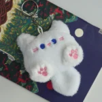 White-mini-Cat-plush-keychain