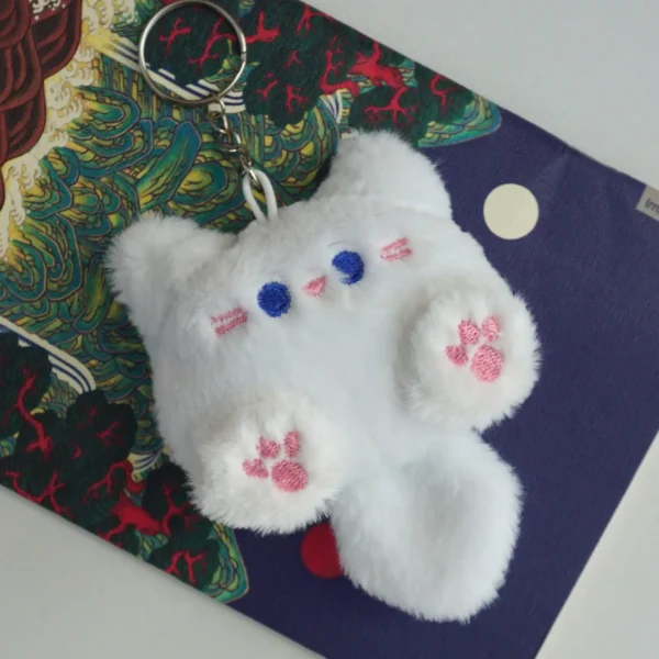 White-mini-Cat-plush-keychain